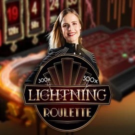 Lightning Roulette online game logo by Evolution on cowboyspincasino.ca